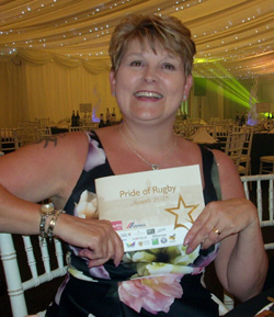 Dawn Hulley, Activities Coordinator at Willow Tree Nursing Home, was recognised at the Pride of Rugby Awards.